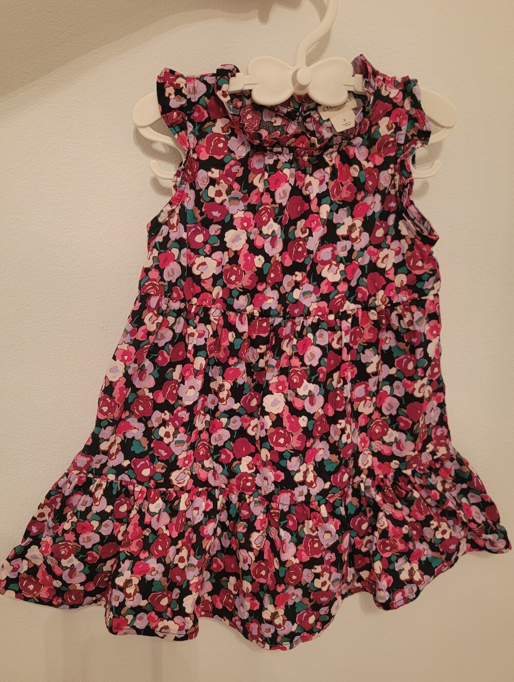 Crewcuts Girls Floral Tiered Dress 2T Fall Floral Dress Burgundy Pink Red Black